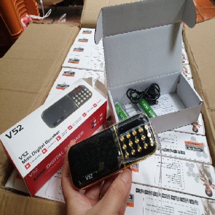 Đài Radio Siêu Nhỏ V52 - Bắt Đài Fm.Chạy Thẻ Nhớ.USB.Hỗ Trợ Học Tiếng Anh.Nghe Nhạc Mp3.