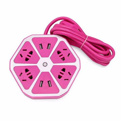 Ổ cắm điện lục giác trái cam 5 ổ cắm điện 2 cổng USB (mầu giao ngẫu nhiên)