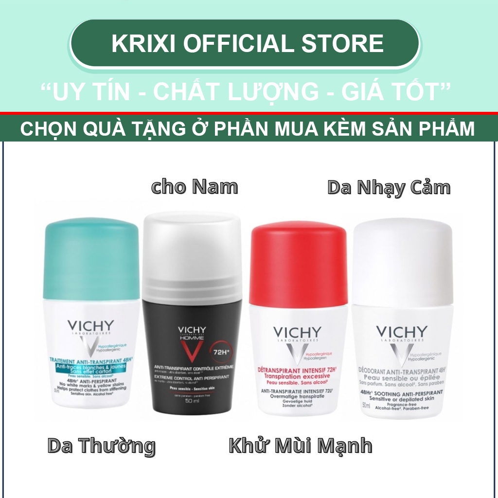 Lăn khử mùi Vichy 48h, 72h cho nam nữ