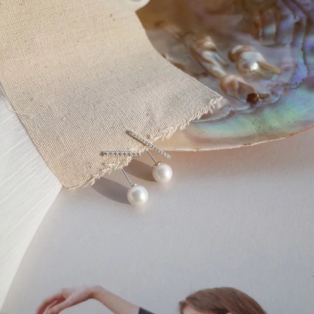 Bông tai khuyên tai thanh ngọc mẫu mới kiểu hàn quốc bạc ý 30%