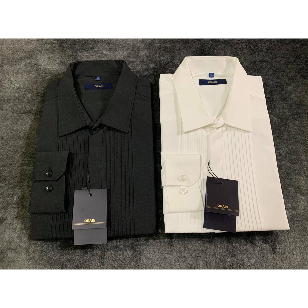 Áo Sơ Mi Nam Dài Tay Xếp Ly Ngực Vải Lụa Cao Cấp, Áo Sơ Mi Trắng Đen Trơn Dáng Ôm Form Body, T-man | BigBuy360 - bigbuy360.vn