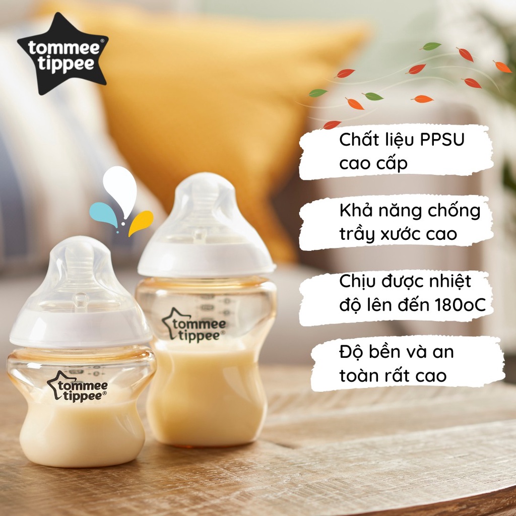 COMBO Ty ngậm silicon siêu nhẹ Tommee Tippee Ultra Light & Bình sữa PPSU ty siêu mềm Tommee Tippee Close Natural 150ml