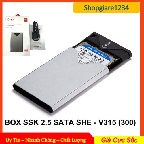 Hộp Đựng Ổ Cứng HDD BOX 2.5'' SSK SHE V315 chuẩn 3.0 - Hỗ trợ đến 5Gbps (xám)