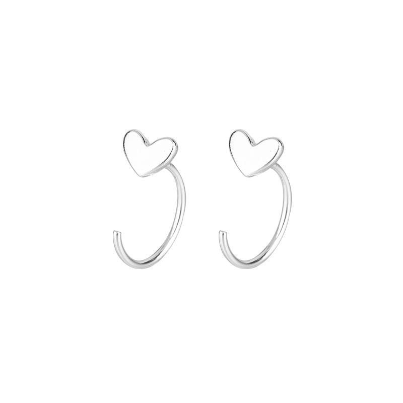 Bông Tai Mạ Bạc Hình Hoa/Trái Tim Đơn Giản Dễ Thương Thời Trang Cho Nữ