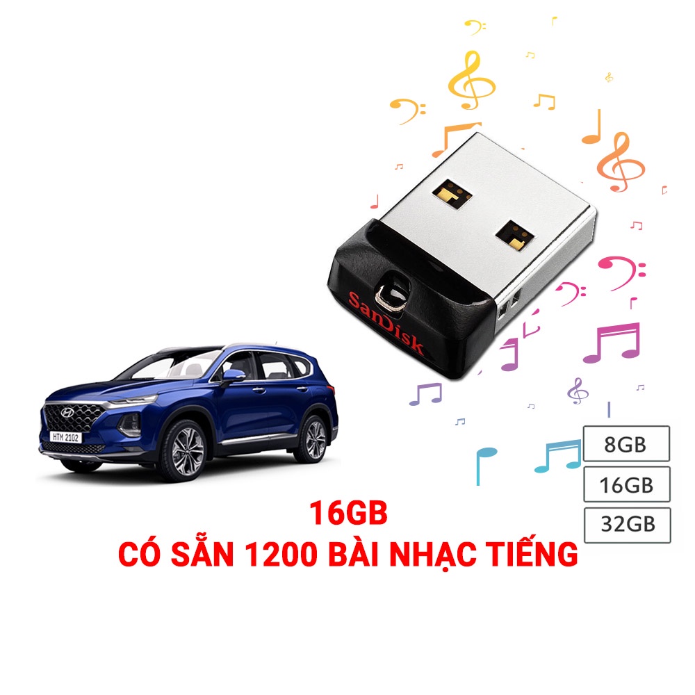 Usb ô tô Usb Ô tô chính hãng, 16GB chuẩn nhạc 320bit, sẵn 1200 bài hát MP3