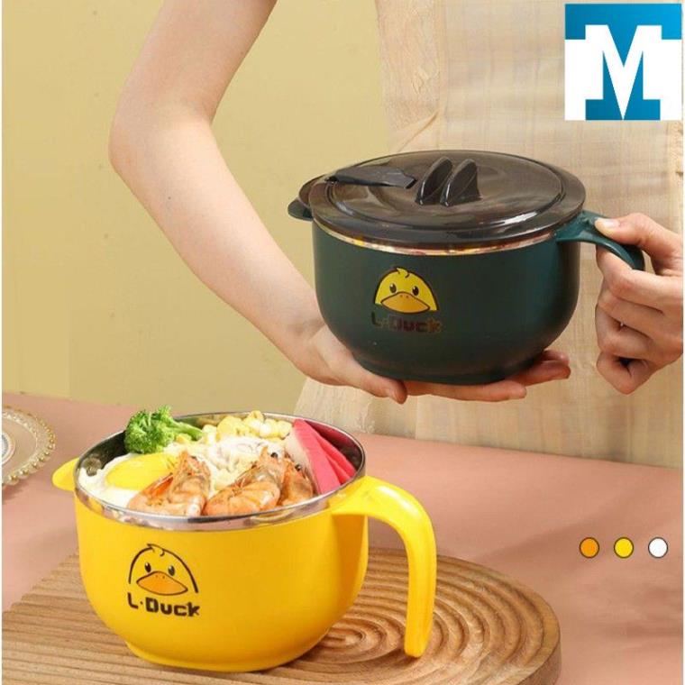 Tô ăn mì inox hình vịt vàng có lỗ thoát nước tiện lợi