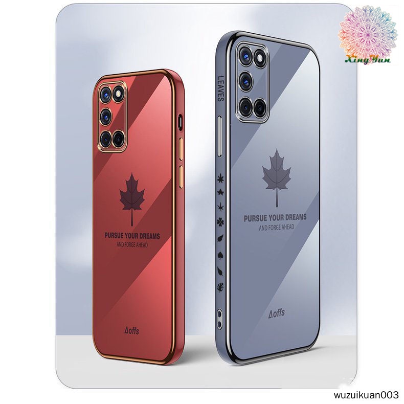 Ốp Điện Thoại Mềm Họa Tiết Lá Phong Có Dây Đeo Cho Oppo A92 A52 A32 A53 2020 A83 A36 A76