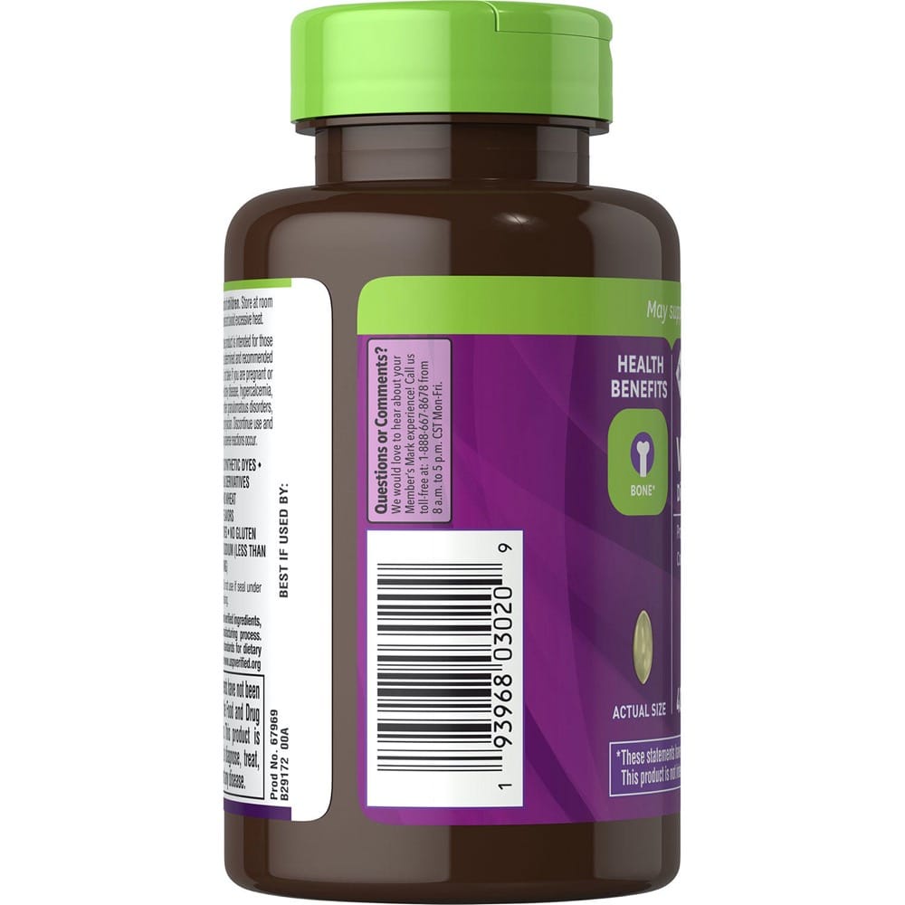 Viên uống bổ sung Vitamin D3 Member’s Mark Vitamin D-3 5000IU 400 viên