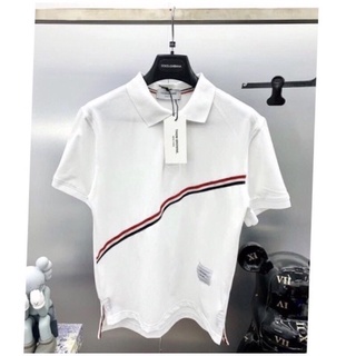Áo polo THOM dây sọc chéo trẻ trung,năng động from rộng nam/Nữ mặc được(freesize)