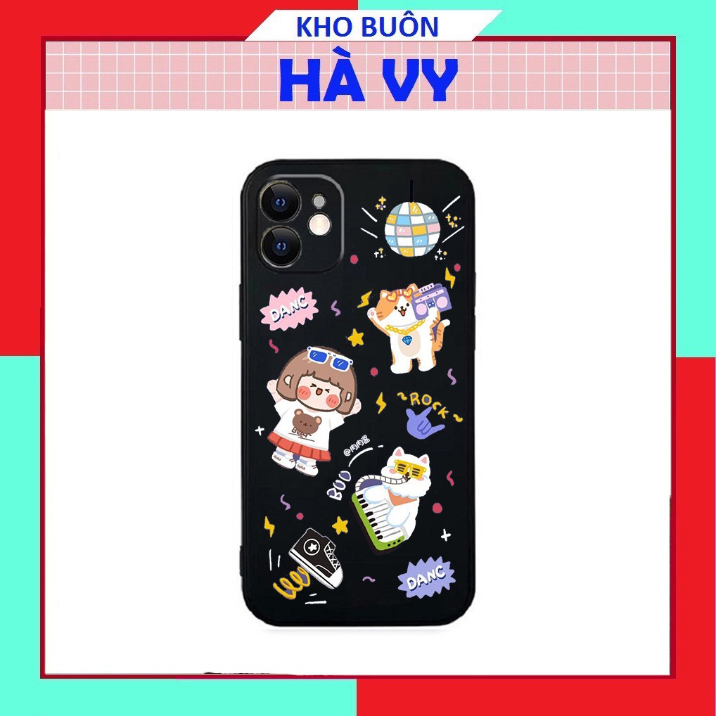 Ốp lưng iphone hình cô bé mèo cute cạnh vuông 5/5s/6/6plus/6s/6splus/7/7plus/8/8plus/x/xr/xs/11/12/pro/max/plus/promax