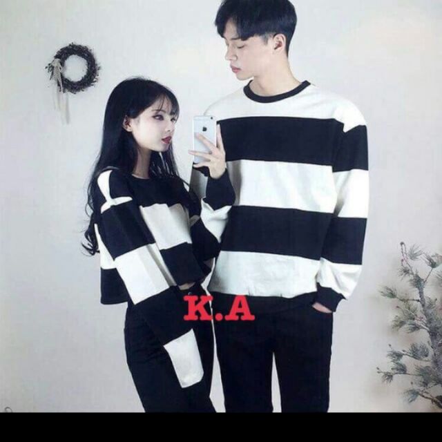 Áo đôi kẻ to đen trắng
