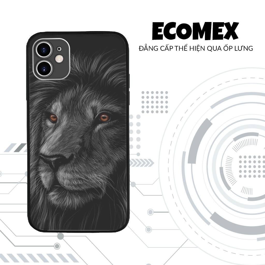 Ốp Lưng iphone Sư tử đen bóng chính hãng ECOMEX cho Iphone 6 7 8 Plus 11 12 13 mini Pro Max X Xr MYS20220465