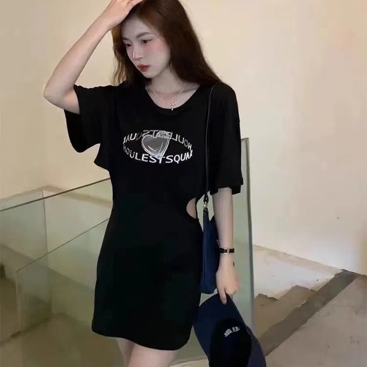 Đầm nữ Perty ngắn tay cổ tròn thiết kế độc đáo quyến rũ thời trang Hàn