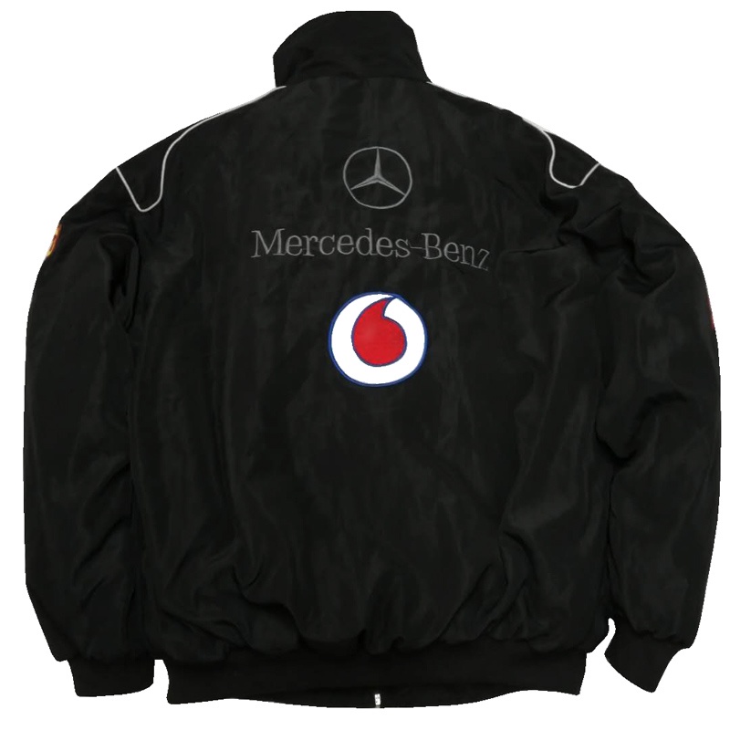 Áo Khoác Đệm Cotton Thêu Họa Tiết Xe Máy Mercedes-Benz F1 Thời Trang Thu Đông Cho Nam