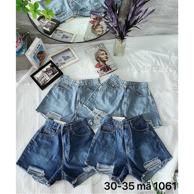Quần Short Jean Nữ Lưng Cao Rách Kiểu Phong Cách Bigsize 56kg Đến 80kg Ms1061