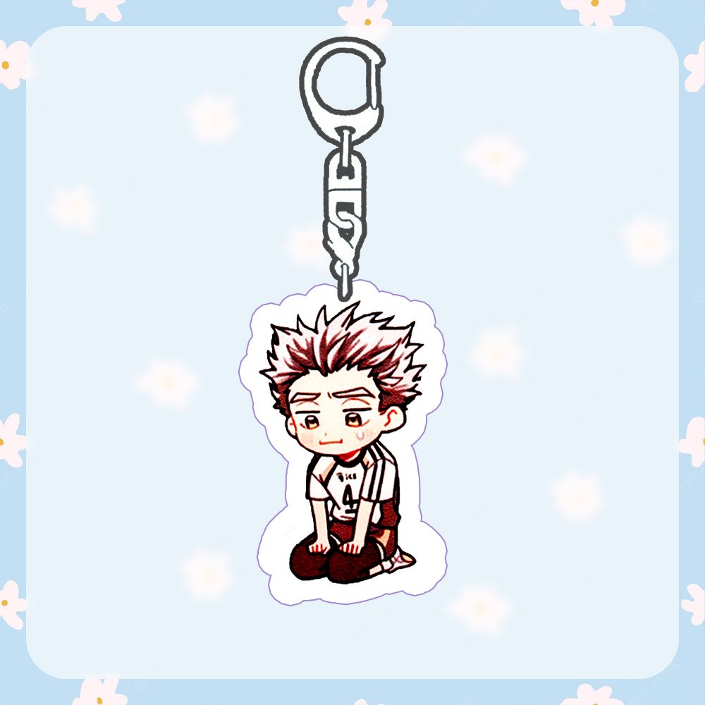 ( Mica trong acrylic ) Móc khóa Haikyuu!! Vua bóng chuyền ver ngồi nghỉ ngơi anime chibi xinh xắn