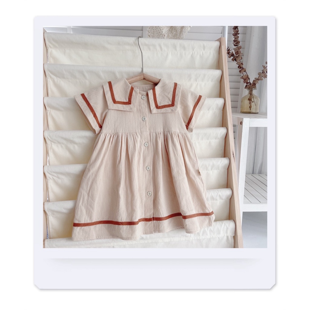 -Jee kids- Váy đầm thô ngắn tay cổ thủy thủ cho bé gái siêu cute