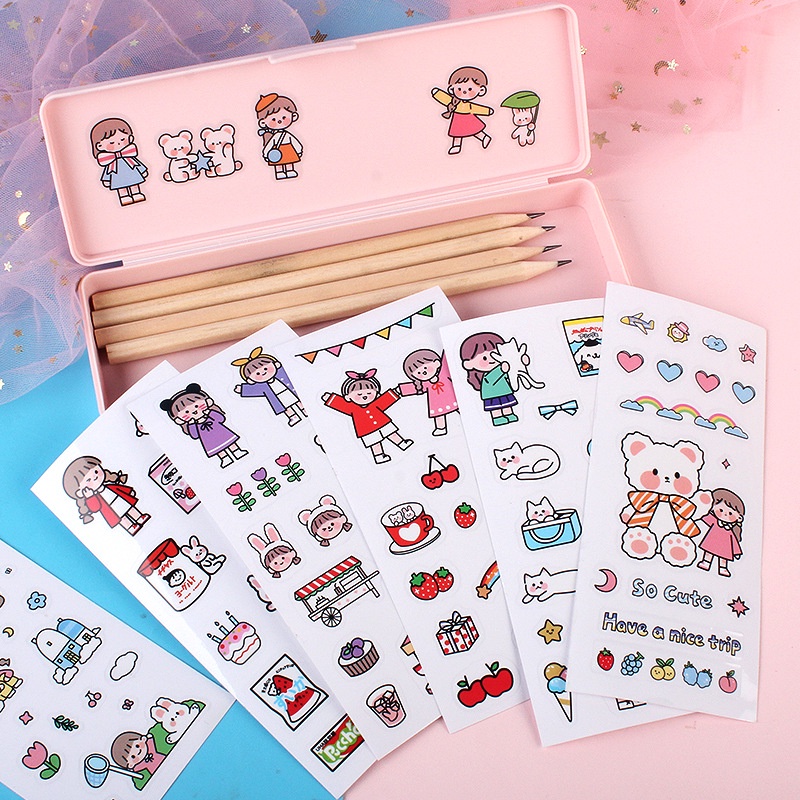 Sticker miếng dán cute dán laptop, hình dán mũ bảo hiểm chống nước, điện thoại, vali, siêu cute