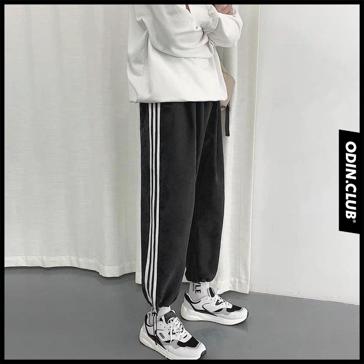 Quần 3 sọc bo gấu, Quần suông ống rộng có kẻ sọc nam nữ unisex, Local Brand Odin Club