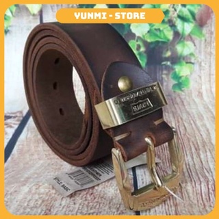 Thắt Lưng Nam Da Bò Sáp Dây Nịt Nam Đốt Không Cháy Kết Hợp Khóa Đồng Đúc Nguyên Khối Đã Đục Lỗ Sẵn