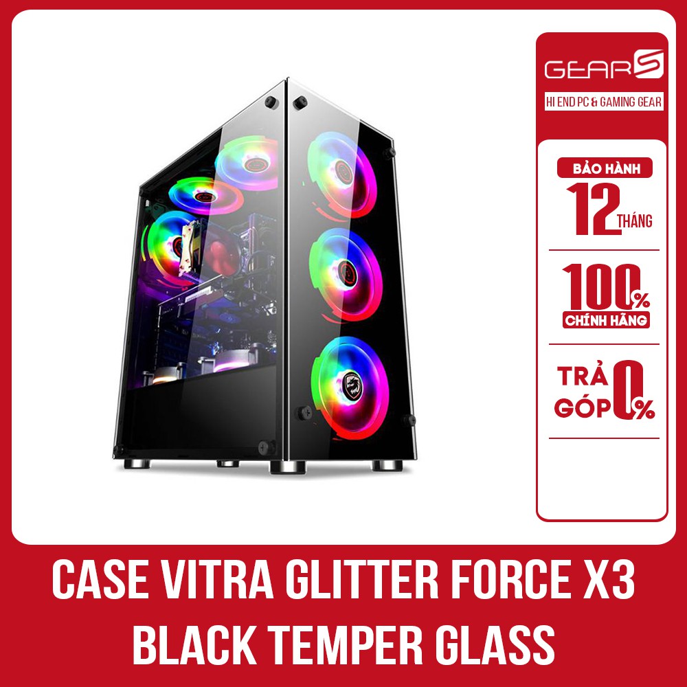 Vỏ Case Vitra Glitter Force X3 Black Temper Glass (Mid Tower / Màu Đen)