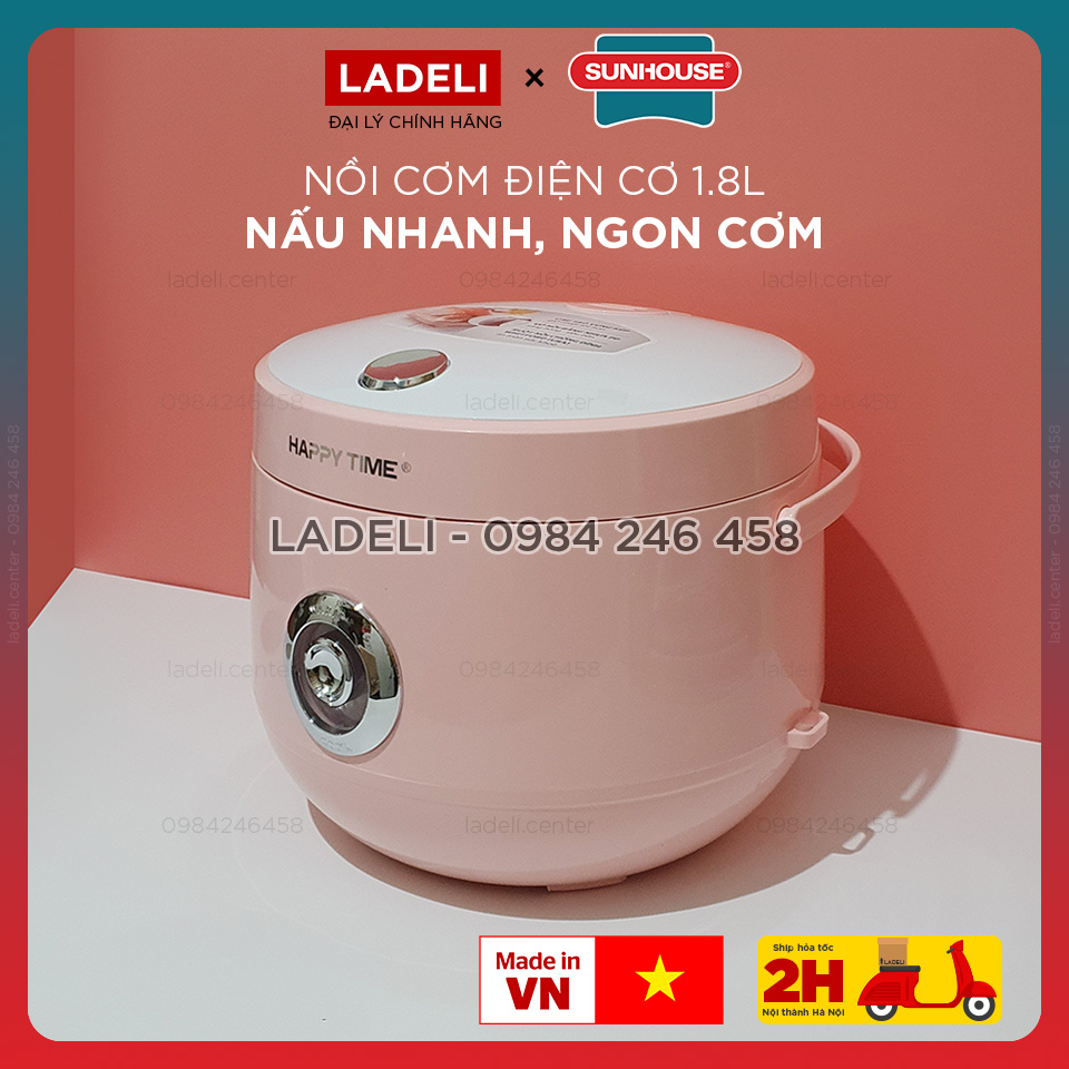Nồi cơm điện 1.8L SUNHOUSE HappyTime HTD8521P thân nhựa chống bỏng