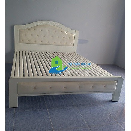 Giường sắt hộp cao cấp màu trắng kem kích thước từ (1m4x2m, 1m6x2m,1m8x2m) chất liệu sơn tĩnh điện giá xưởng