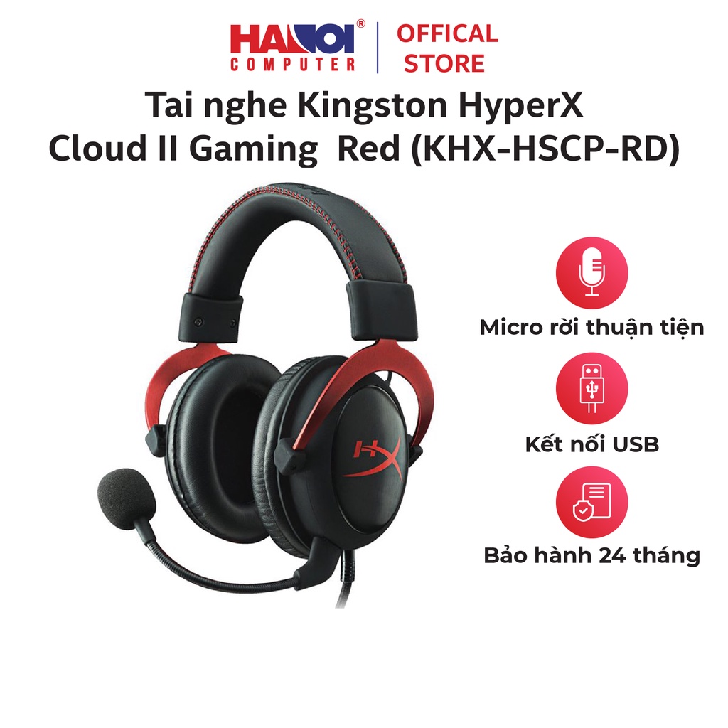 Tai nghe Kingston HyperX Cloud II Gaming Red Thiết kế cứng cáp, cảm giác đeo thoải mái trong nhiều giờ