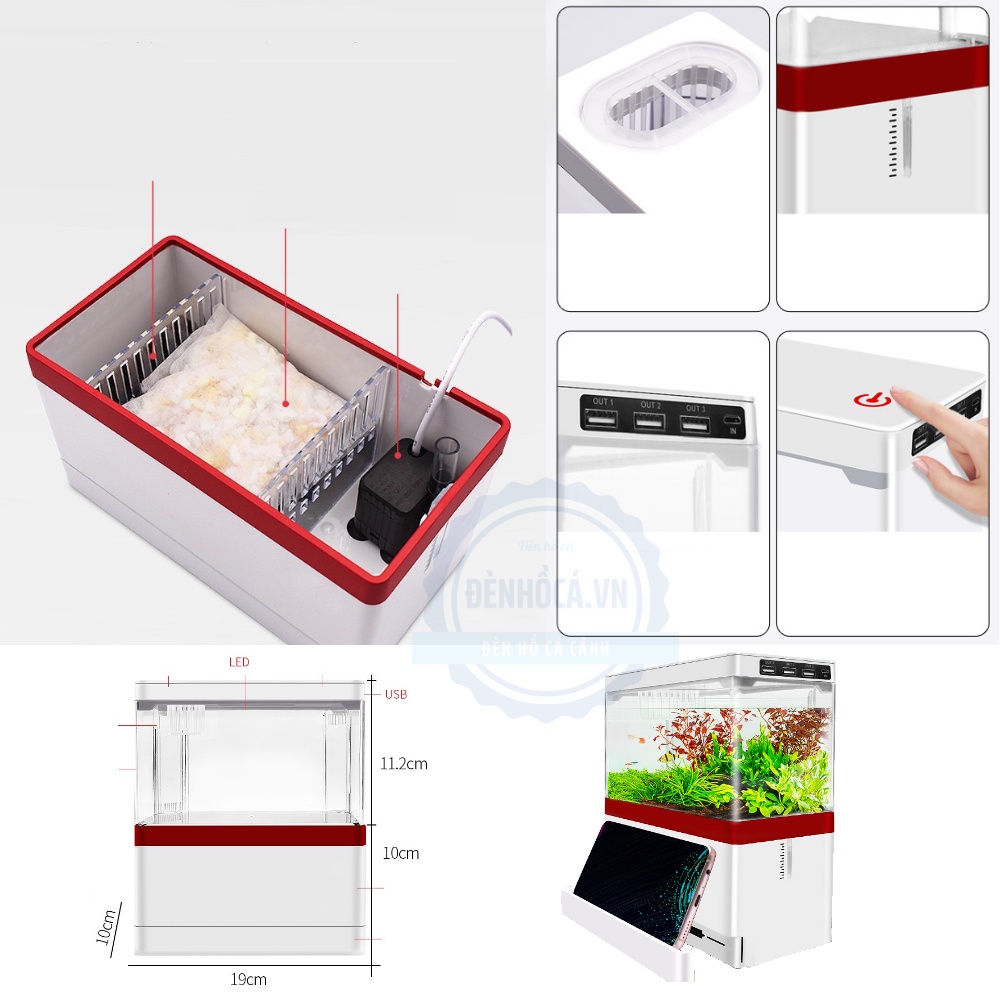 Bể cá mini FISH TANK để bàn làm việc đa chức năng