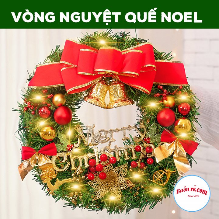 Vòng nguyệt quế Noel trang trí nhà cửa lung linh, ấm áp – Vòng nguyệt quế treo cửa trang trí Giáng Sinh an lành 01513