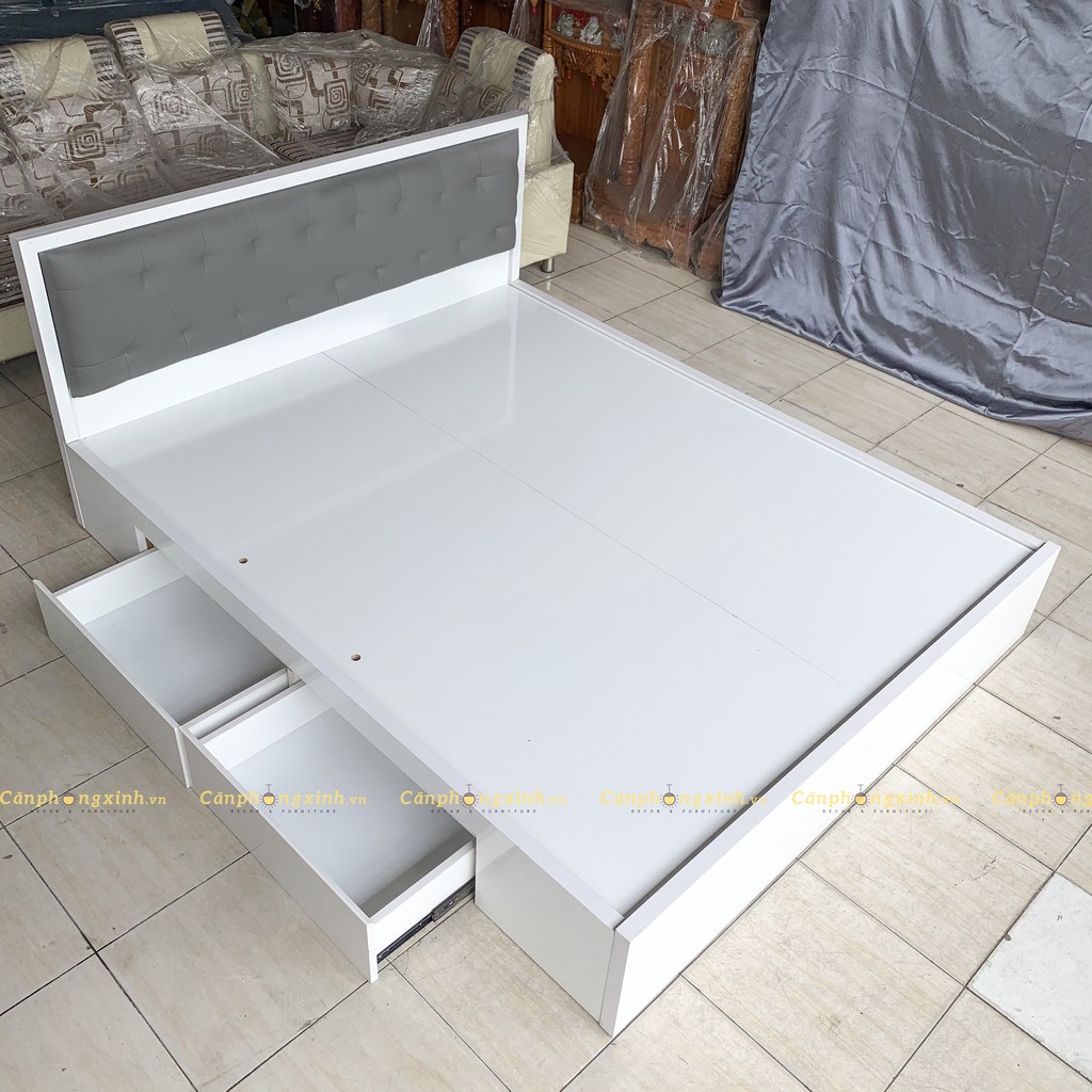Giường ngủ bọc nệm gỗ MDF 2 hộc kéo CPX-G37
