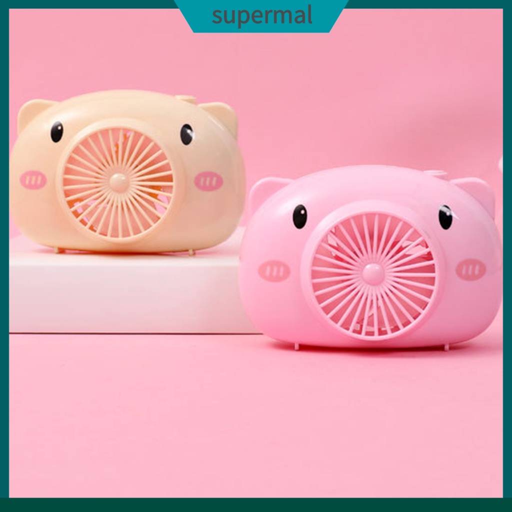 Quạt Thể Thao Mini Cầm Tay Đeo Cổ Hình Chú Heo Bằng Nhựa Abs Có Cổng Sạc Usb