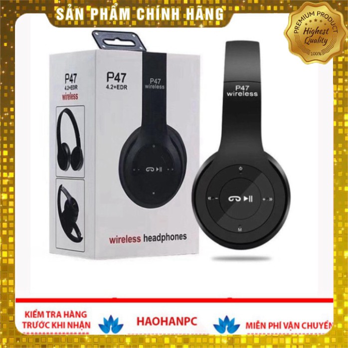 Tai Nghe Không Dây Kết Nối Bluetooth P47 Có Khe Cắm Thẻ Nhớ | BigBuy360 - bigbuy360.vn