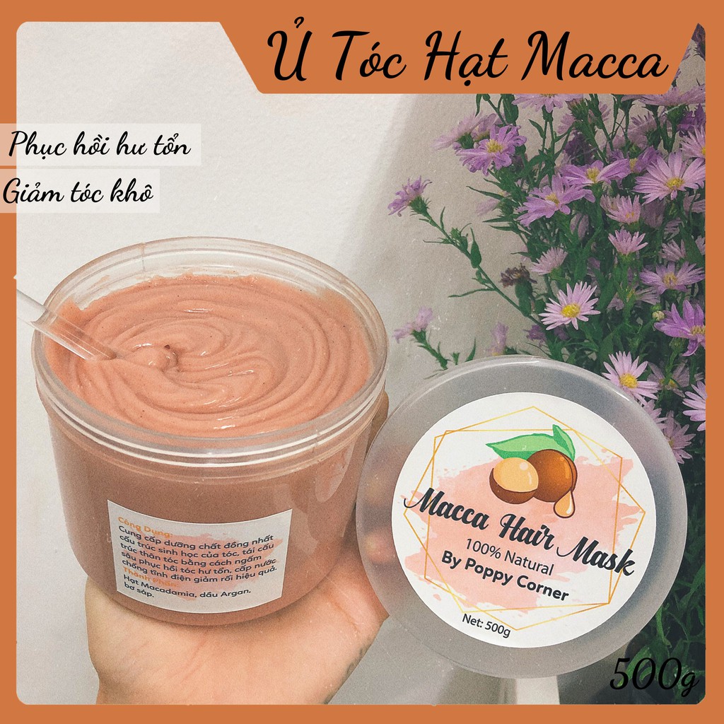 Ủ Tóc Hạt Macca ‍♀️ Dầu Xả Thảo Dược Thiên Nhiên Phục Hồi Tóc Hư Tổn 500gr - Poppy Corner