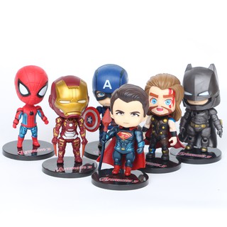 Set 6 mô hình nhân vật siêu anh hùng trang trí bánh