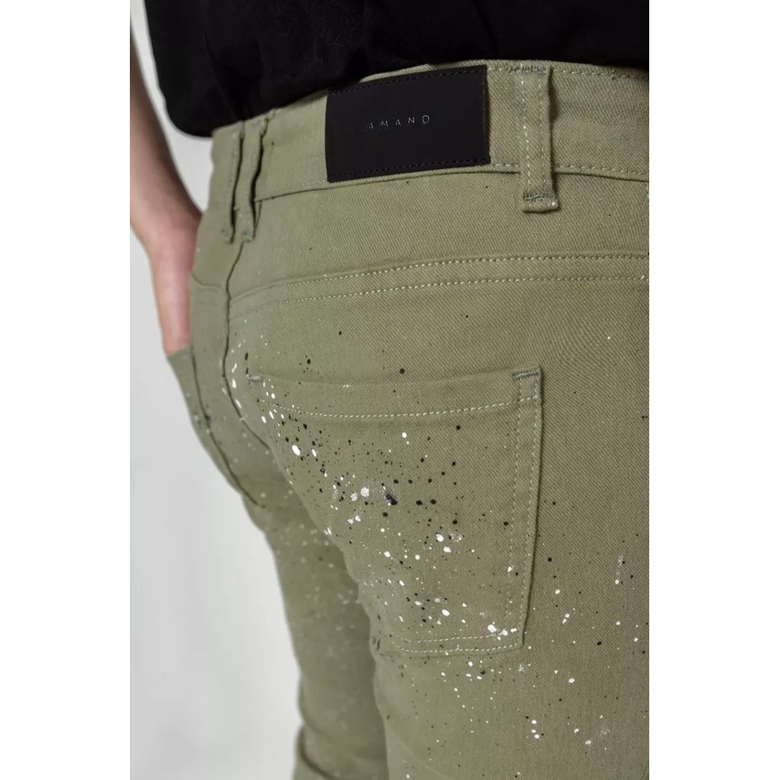 Quần Jean Amand Paint Dot Skinny Jeans - Green/ Beige