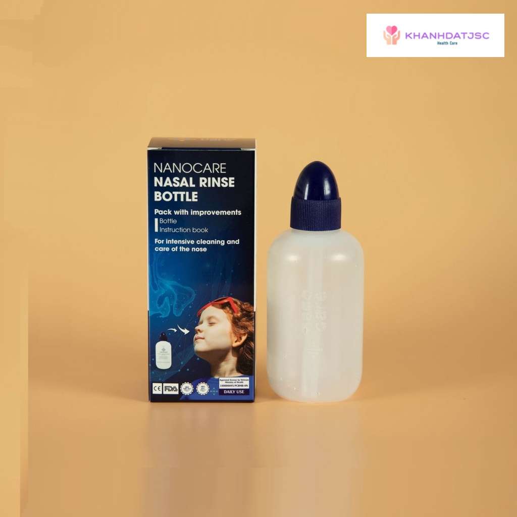 Bình và muối hạt nguyên chất rửa mũi Nanocare
