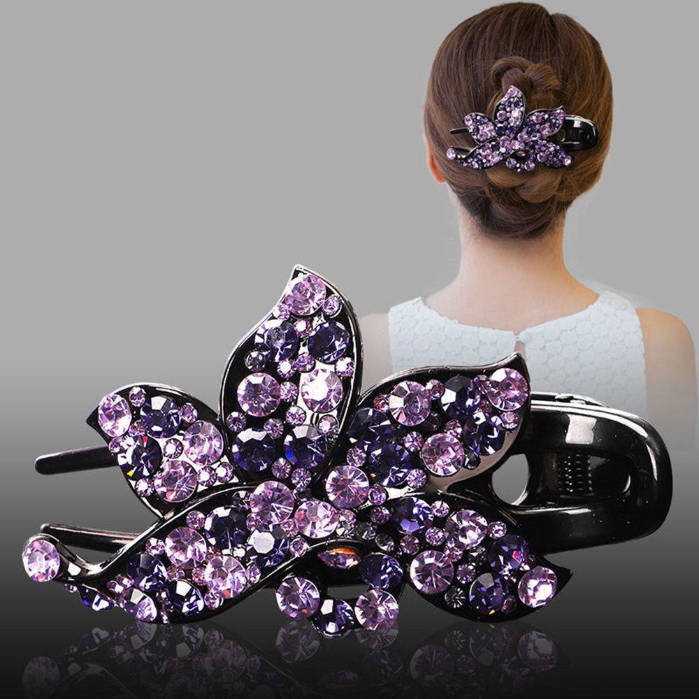 MXGOODS Kẹp Tóc Đuôi Ngựa Đính Kim Cương Giả Thanh Lịch Thời Trang Giá Đỡ