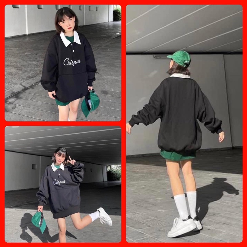 Áo Khoác Hoodie Dây Kéo Hình Mèo Doris Tay Bồng Unisex🌸 Jacket Form Rộng Có Mũ Màu ĐEN |Be Ulzzang 🌸