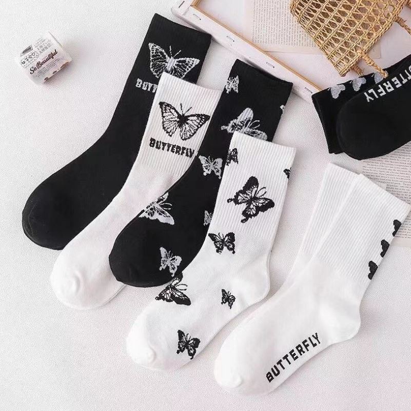 Set 6 Đôi Tất Vớ Cao Cổ Butterfly Như Hình Siêu Hot