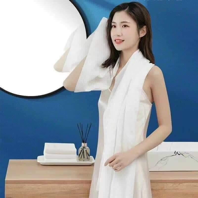 Combo 2 Khăn tắm dạng nén du lịch dùng nhiều lần tiện dụng