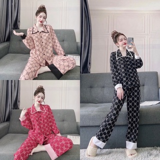 sét đồ bộ pijama nữ tay dài quần dài cao cấp