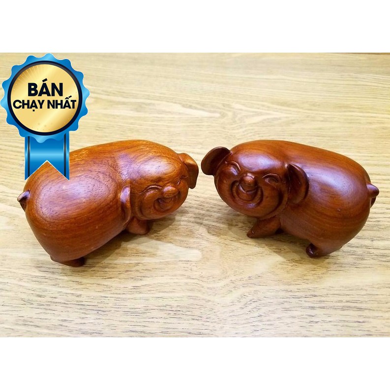Cặp heo gỗ hương ta - lợn gỗ phong thủy - heo phong thủy