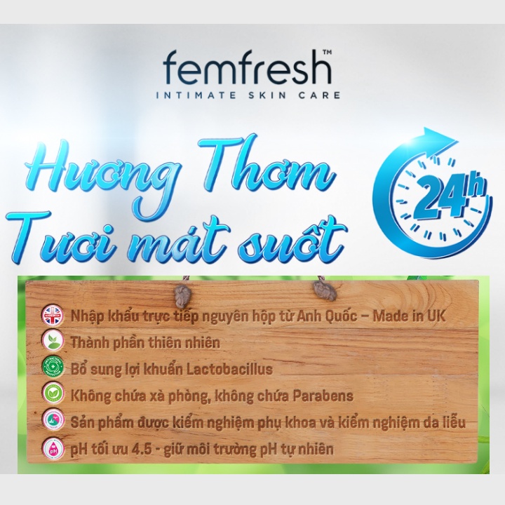 Dung dịch vệ sinh phụ nữ Femfresh thơm vùng kín Nước rửa phụ khoa khử mùi hôi ngừa viêm nhiễm Chính hãng từ Anh Quốc UK