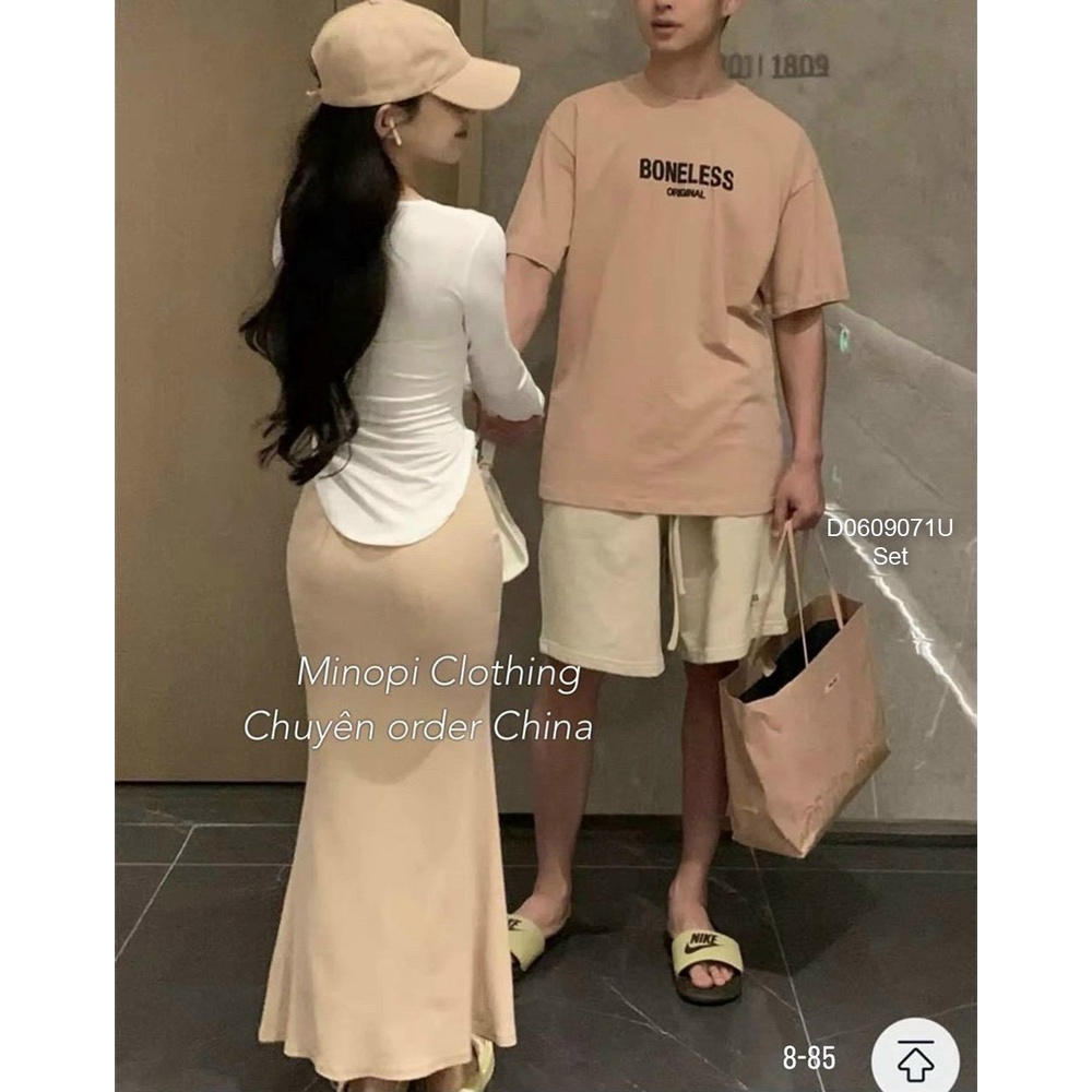 Set đầm body đuôi cá 2 dây+ áo thun vạt bầu tay dài!