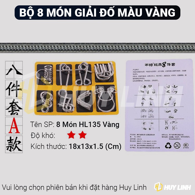 Bộ đồ chơi giải đố trí tuệ Nhật Bản 8 món - Chất liệu inox