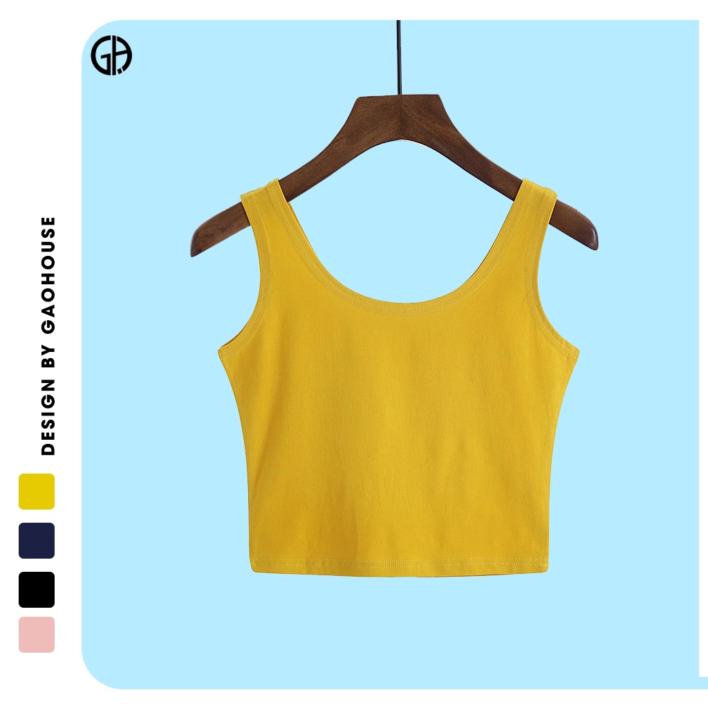 [Mã BMLT35] Áo croptop nữ sát nách ba lỗ thun Gạo House - không tay kiểu ôm body tank top vải cotton co giãn tốt