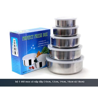 Bộ 5 thố inox có nắp đậy