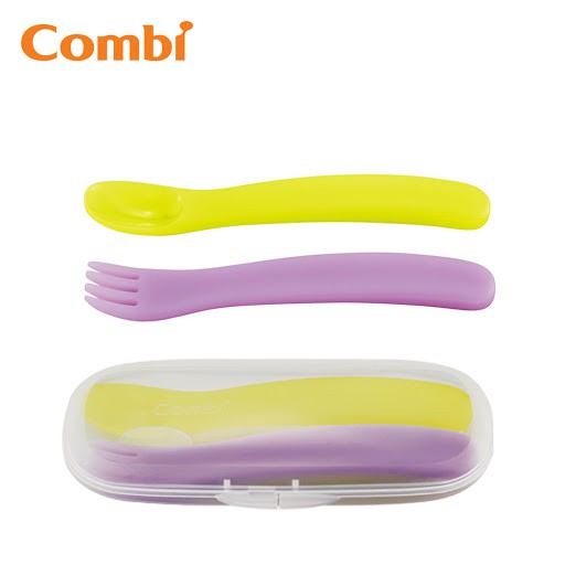 Bộ thìa dĩa tím Combi kèm hộp