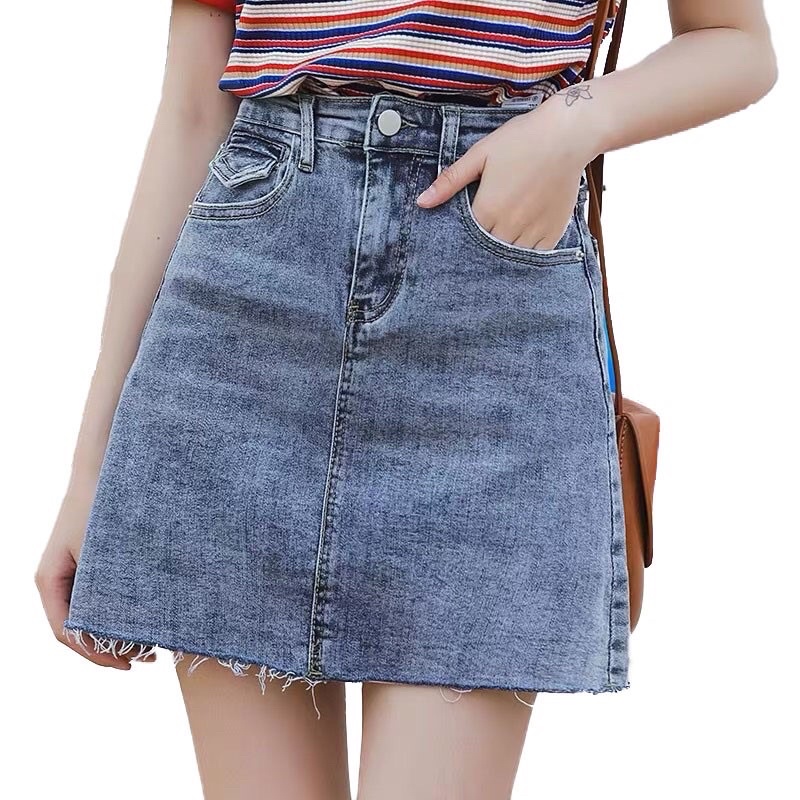 chân váy chưx A jean cạp cao (hình thật)